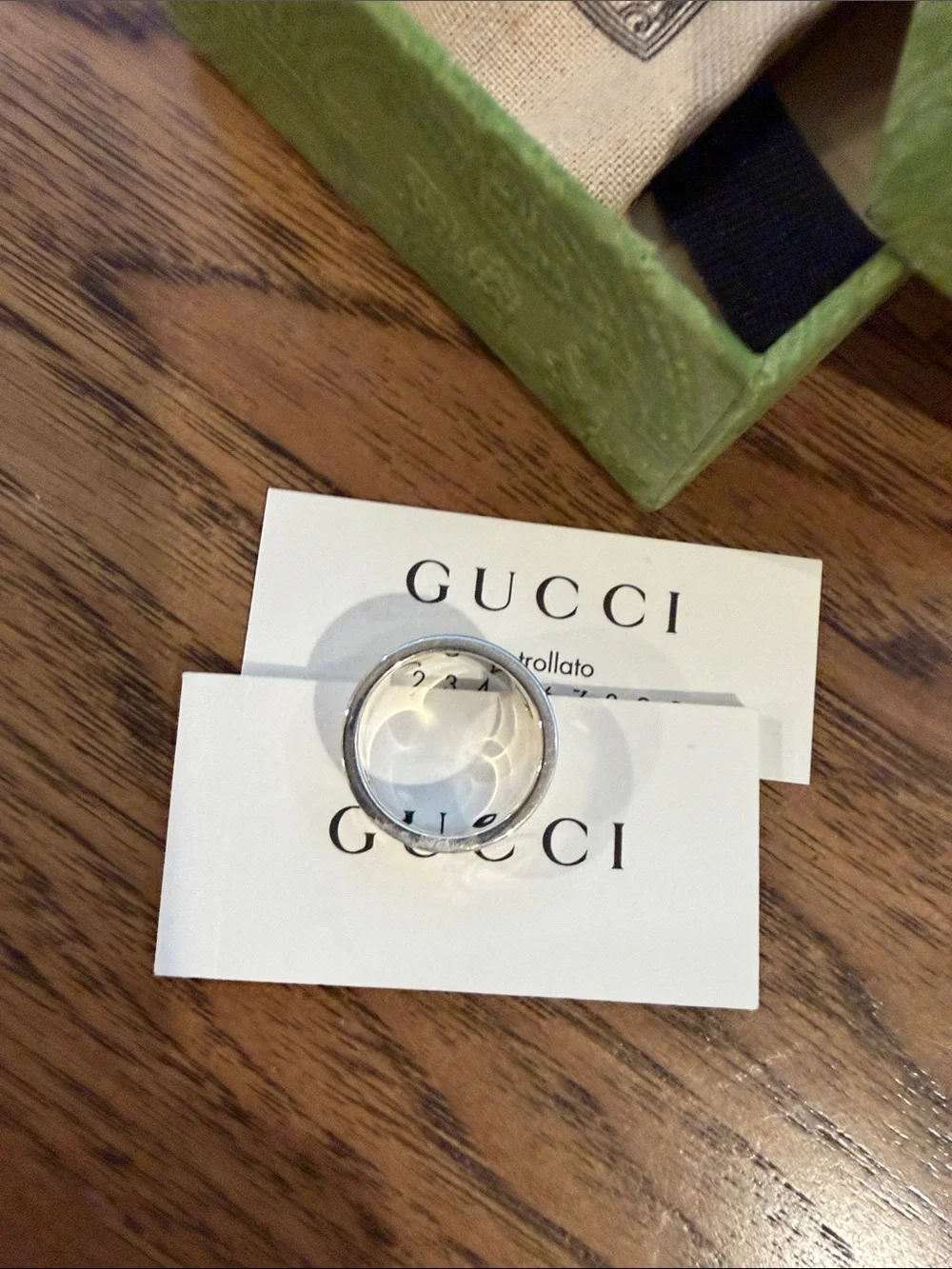 Gucci Silver Wide Logo Band Ring